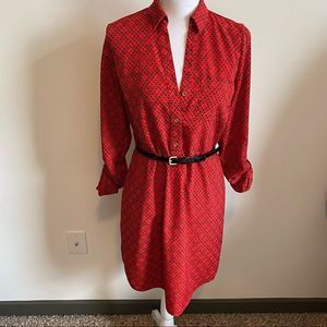 The Limited Ashton Red and Black Shirt Dress